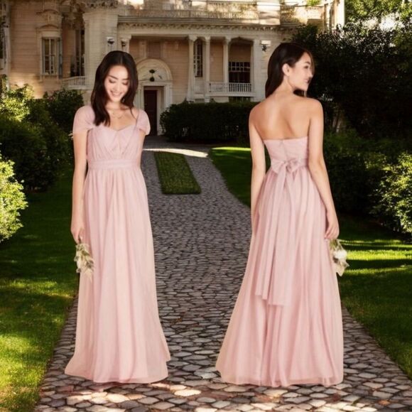 NEW Birdy Grey Christina Convertible Bridesmaid Dress Rose Quartz Tulle Medium - Picture 1 of 16